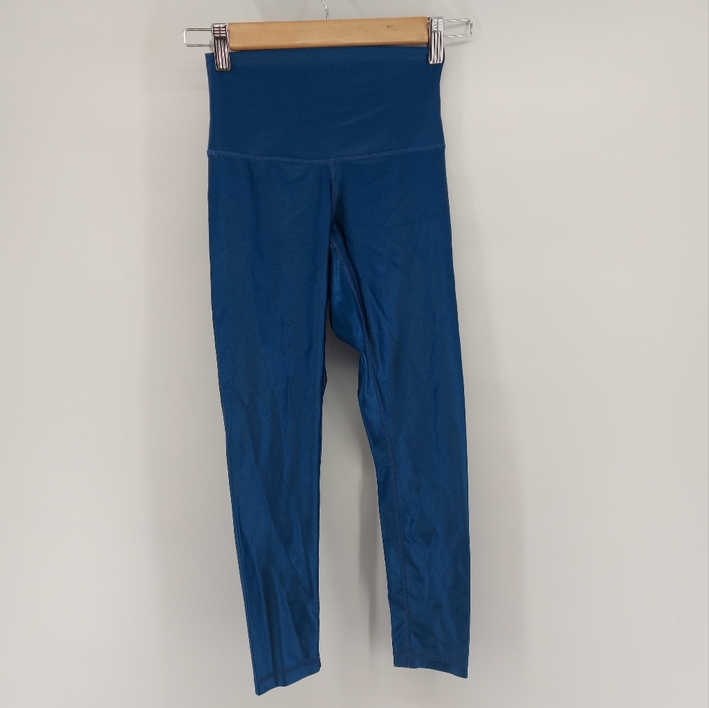 Carbon38 Blue Shiny Cropped Leggings Size Small